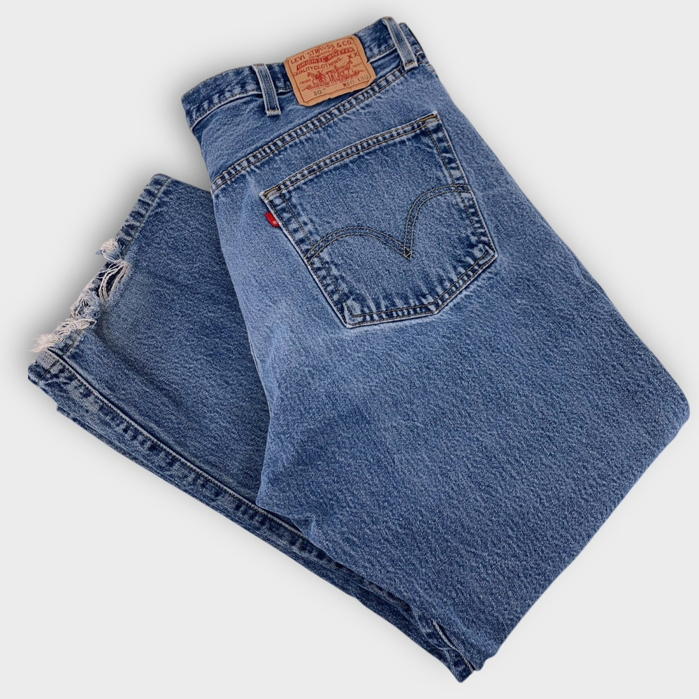 Vintage Levi's 501 Button Fly Red BLANK TAB Straight Leg 39x28.5" Blue Jeans Y2K